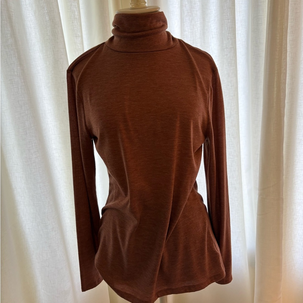 Orange Turtleneck Long Sleeve Top